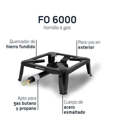 Orbegozo FO 6000 Hornillo a Gas para Paellas al Aire Libre - Potente Quemador de Hierro Fundido - Resistente Cuerpo de Acero Esm