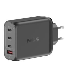 NGS Bud 140W Cargador Universal de Pared 140W Ultrarapido - GaN - 3x USB-C PD & PPS, 1x USB-A QC 3.0 - Color Negro