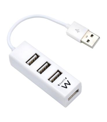 Ewent EW1122 Mini-Hub 4 Puertos USB 2.0 - Cable 12cm - Color Blanco