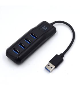 Ewent EW1138 Hub 4 Puertos USB 3.2 - Longitud Cable 15 cm - Velocidad Transferencia max 5Gps - Color Negro