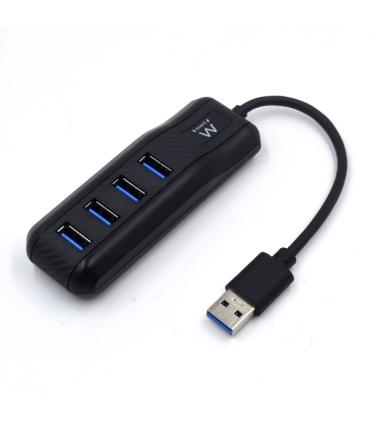 Ewent EW1138 Hub 4 Puertos USB 3.2 - Longitud Cable 15 cm - Velocidad Transferencia max 5Gps - Color Negro