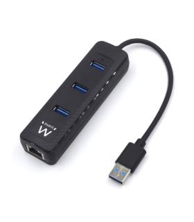 Ewent EW1140 Hub 3Puertos USB3.2 - Puerto de Red Gigabit - Color Negro