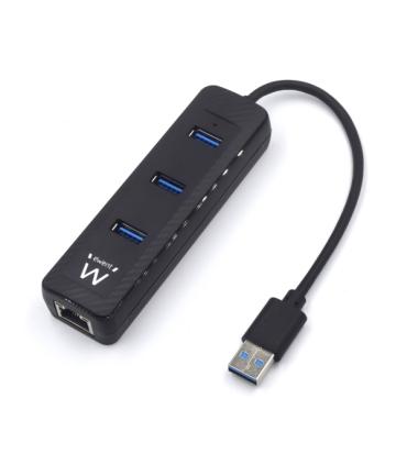 Ewent EW1140 Hub 3Puertos USB3.2 - Puerto de Red Gigabit - Color Negro