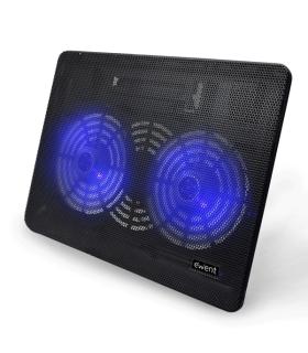 Ewent EW1256 Base de Refrigeracion para Portatil hasta 17" - 2 Ventilador - Altura Ajustable - Color Negro