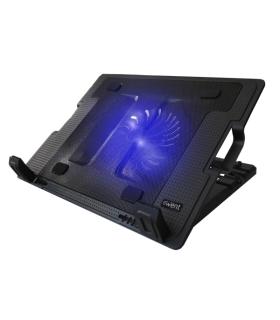 Ewent Soporte para Portatil - Ventilador Grande Silencioso hasta 17" - 2 Puertos USB - Color Negro