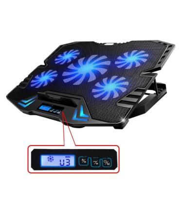 Ewent Soporte para Portatil - 5 Ventiladores Silenciosos hasta 17" - 2 Puertos USB - 5 Velocidades de Ventilador - 2 Modos de En