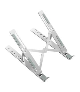 Ewent EW1266 Soporte Plegable de Viaje - Aleacion de Aluminio - Eleva de 5 a 15 cm tu Portatil - Color Plata