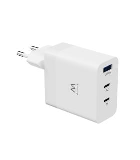 Ewent EW1323 Cargador USB-3 Puertos - Salida Maxima 65W - 1 USB A y 2 USB C - Color Blanco