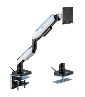 Ewent Soporte de Mesa RGB para Monitor/TV - Giratorio e Inclinable - Iluminacion RGB - Acero y Aluminio - Compatible Vesa - Carg