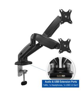 Ewent Soporte de Escritorio para 2 Monitores de 13-34" - VESA Maximo 100x100 - hasta 9 kg - Color Negro