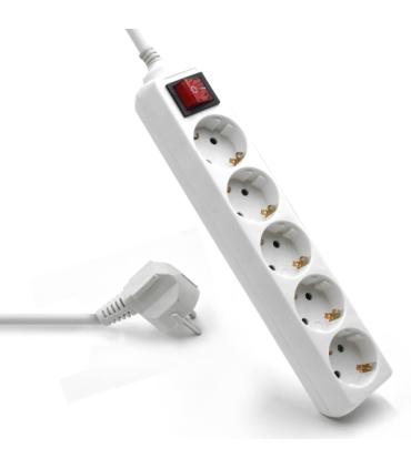 Ewent Regleta de Energia- 5 Enchufes - Version Schuko -16A con Interruptor de Encendido/Apagado - Color Blanco