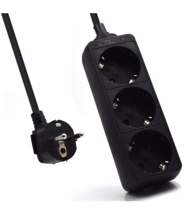Ewent Regleta de Energia 3 Enchufes - 16A Enchufe Schuko - Color Negro
