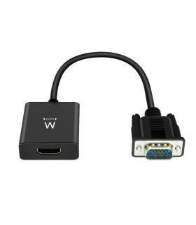 Ewent EW9866 Convertidor VGA a HDMI con Audio - Resolucion Maxima de 1920 x 1200 pixeles - No Drivers - Color Negro