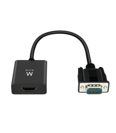 Ewent EW9866 Convertidor VGA a HDMI con Audio - Resolucion Maxima de 1920 x 1200 pixeles - No Drivers - Color Negro