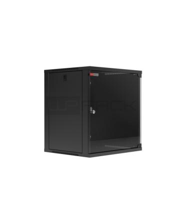 WP RWA-06604-B Armario Mural 6U Fondo 450 - Puerta de Cristal - Cerradura de Seguridad - Color Negro