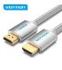 Vention Cable HDMI 2.0 - Trenzado Textil - Contactos Dorados - Soporte 4K, HDR, 3D - Apantallado - Color Plata