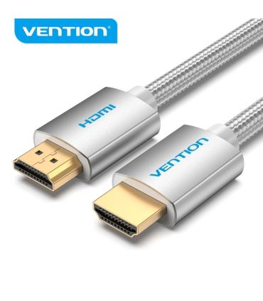Vention Cable HDMI 2.0 - Trenzado Textil - Contactos Dorados - Soporte 4K, HDR, 3D - Apantallado - Color Plata