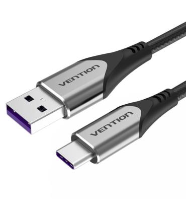 Vention Cable USB-A 2.0 a USB-C 2.0 5A 100W - 1m - Trenzado - Color Gris