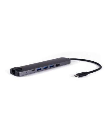 CoolBox 9 en 1 Hub miniDOCK USB-C - 3x USB 3.0, 1x USB-C Datos, 1x USB-C PD, 1x HDMI, 1x RJ-45, Ranura SD y Ranura microSD - Fab