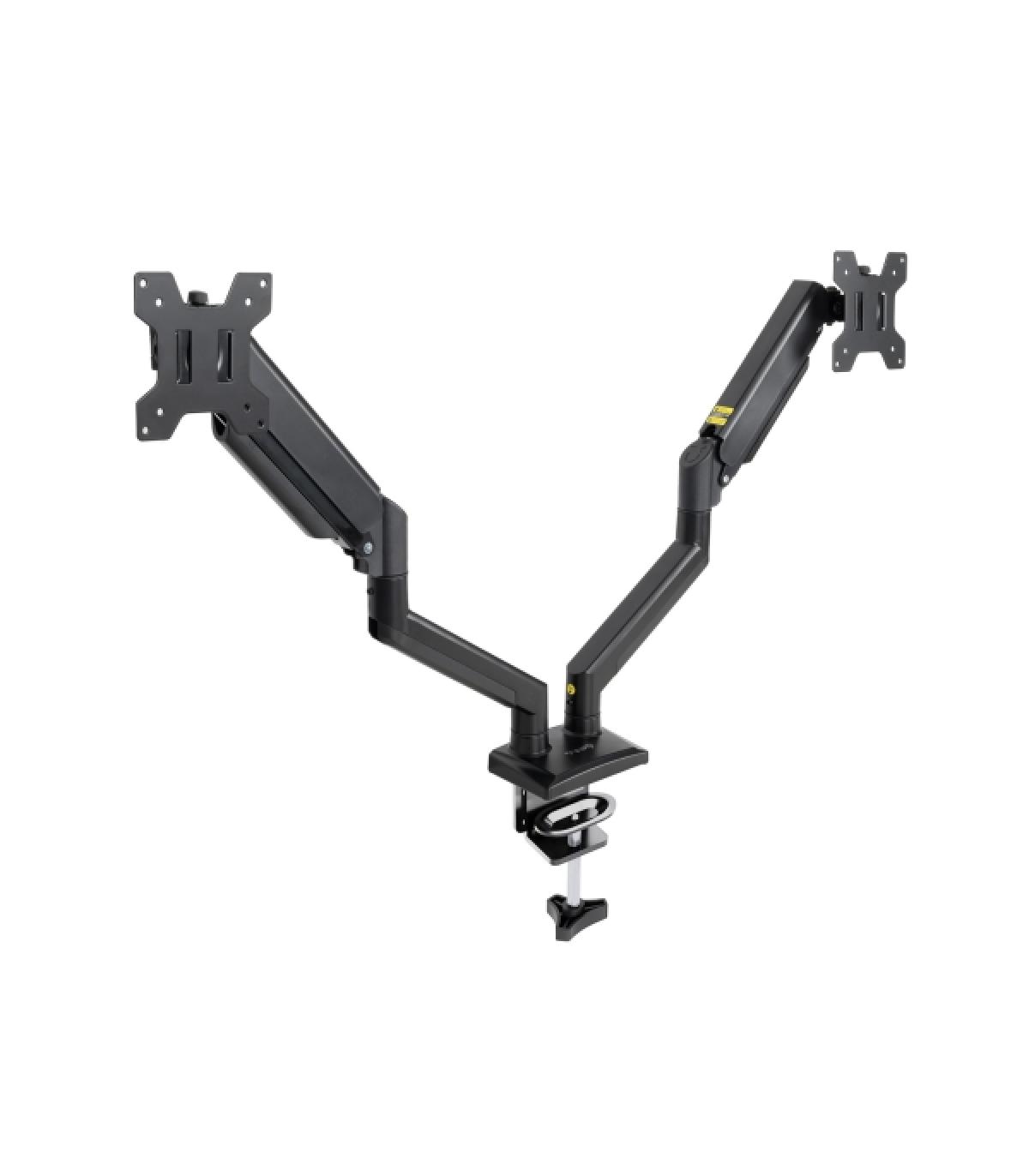Tooq Soporte de Mesa con Brazos Articulados para 2 Monitores de 13"-34" - Giratorio e Inclinable - Piston de Gas - Peso Max 10kg