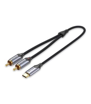 Vention Cable USB-C a 2xRCA Macho - 1m - Trenzado - Color Gris