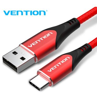 Vention Cable USB 2.0 A-C 3A - Carga Rapida 3A - Compatible Huawei FCP/QC - Nylon Trenzado Duradero - Transferencia 480 Mbps ..
