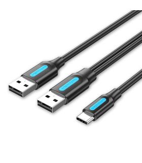 Vention Cable USB-C a 2xUSB-A 2.0 3A - 1m - Color Negro