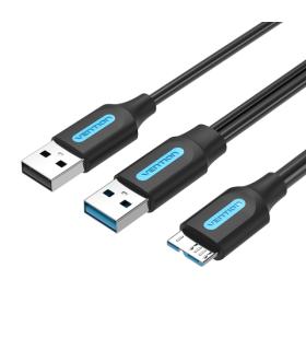 Vention Cable USB 3.0 A-Micro-B Alta Velocidad 5Gbps - Conductor de Cobre Esmaltado - Fuente de Alimentacion 3A - Color Negro