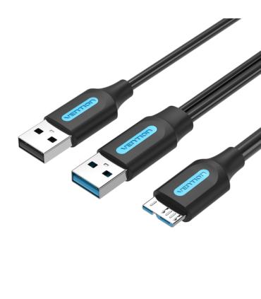 Vention Cable USB 3.0 A-Micro-B Alta Velocidad 5Gbps - Conductor de Cobre Esmaltado - Fuente de Alimentacion 3A - Color Negro
