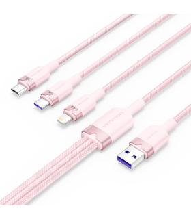 Vention Cable USB-A 2.0 a USB-C, Lightning, Micro-B 6A - 1.5m - Trenzado - Color Rosa