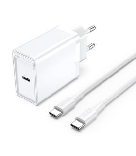 Vention Cargador de Pared USB-C 25W - Cable USB-C 1m - PD3.0 - Color Blanco