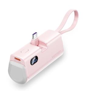 Vention PowerBank 4800mAh - USB-C - Carga Rapida 22.5W - Conector Plegable - Color Rosa