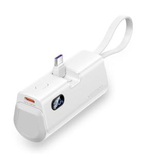 Vention PowerBank 4800mAh - USB-C - Carga Rapida 22.5W - Conector Plegable - Color Blanco
