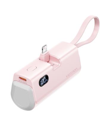Vention PowerBank 4800mAh - Lightning - Carga Rapida 22.5W - Conector Plegable - Color Rosa