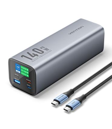 Vention Bateria Powerbank 27000mAh 140W USB (USB-C+C+A+A) - Pantalla LED - Color Gris