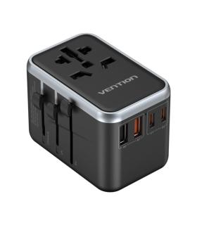 Vention Cargador de Viaje Universal GaN - 2xUSB-C, 2xUSB-A - 65W - Color Negro