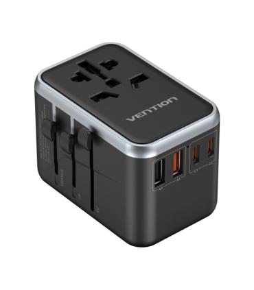 Vention Cargador de Viaje Universal GaN - 2xUSB-C, 2xUSB-A - 65W - Color Negro