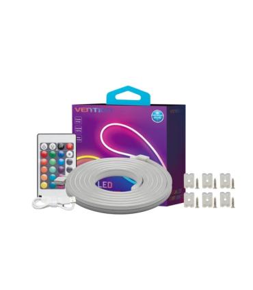 Vention Tira de Luces LED de Neon - Silicona - Control Remoto - USB 5V - 5m - Flexible y Duradera - Resistente al Agua IP65