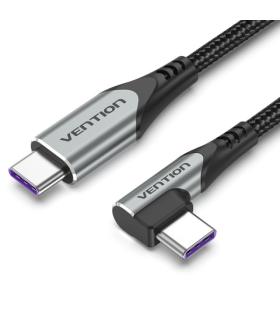 Vention Cable USB-C 2.0 a USB-C 2.0 5A 100W - 0.5m - Trenzado - Acodado - Color Gris