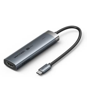 Vention Docking Station 6 en 1 USB-C a HDMI/3xUSB3.0/USB-C 3.2 G1/PD 100W - 0.15m - Color Gris