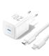 Vention Cargador de Pared GaN USB-C 20W - Cable USB-C a Lightning 1m - Color Blanco