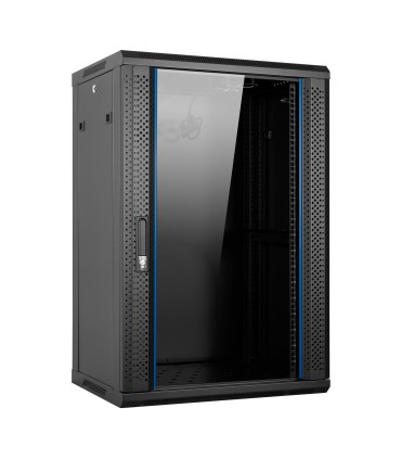 Aiten Data AI6618 Armario Mural 18U Fondo 600 - Puerta de Cristal - Cerradura de Seguridad - Incluye Bandeja Fija y Ventilador..