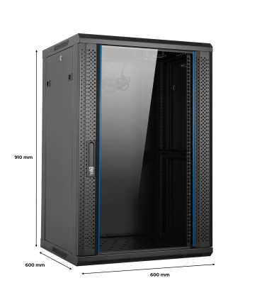 Aiten Data AI6618 Armario Mural 18U Fondo 600 - Puerta de Cristal - Cerradura de Seguridad - Incluye Bandeja Fija y Ventilador..