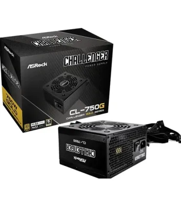 FUENTE ALIMENTACION ASROCK CL-750G,PSU,750W,80 PLUS GOLD,120MM,ACTIVE PFC,PCI-E 5.1 (12+4pin)x1,PCI-E (6+2 pin)x4,SATA (5 pin)x4