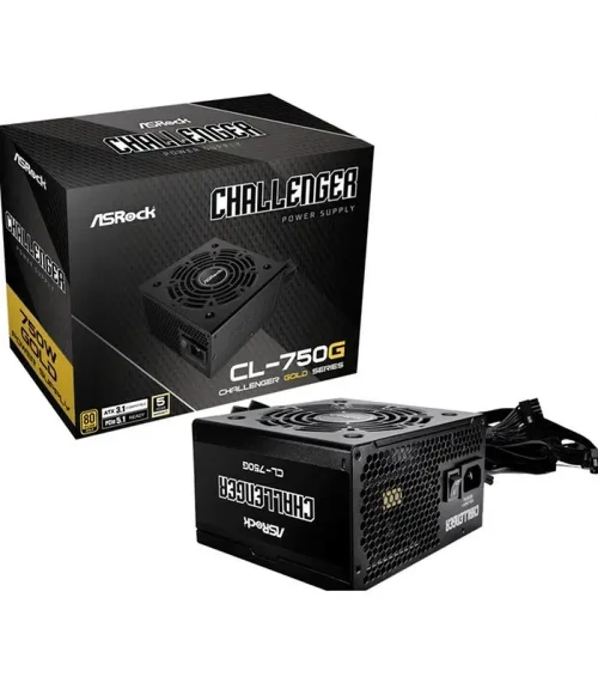 FUENTE ALIMENTACION ASROCK CL-750G,PSU,750W,80 PLUS GOLD,120MM,ACTIVE PFC,PCI-E 5.1 (12+4pin)x1,PCI-E (6+2 pin)x4,SATA (5 pin)x4