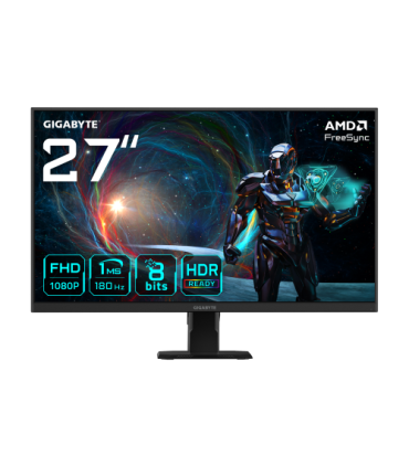 GIGABYTE GS27FA Monitor para juegos de 27” FHD - 1920 x 1080 (FHD), 180Hz, 1ms, 300 cd/m², FreeSync, HDR Ready, HDMI 2.0