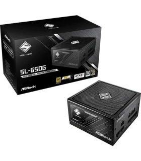 FUENTE ALIMENTACION ASROCK SL-650G,PSU,650W,80 PLUS GOLD,135MM,MODULAR,PCI-E 5.1 (12+4pin)x1,PCI-E (6+2 pin)x3,SATA (5 pin)x9