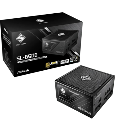 FUENTE ALIMENTACION ASROCK SL-650G,PSU,650W,80 PLUS GOLD,135MM,MODULAR,PCI-E 5.1 (12+4pin)x1,PCI-E (6+2 pin)x3,SATA (5 pin)x9