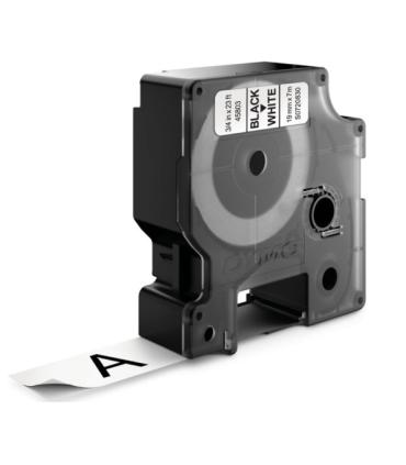 Dymo D1 45803 Cinta de Etiquetas Original para Rotuladora - Texto Negro sobre Fondo Blanco - Ancho 19mm x Largo 7m