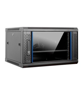 Aiten Data AI6406 Armario Mural 6U Fondo 450 - Puerta de Cristal - Cerradura de Seguridad - Incluye Bandeja Fija y Ventilador 12